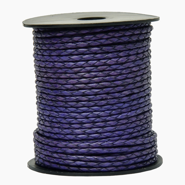 Xsotica Violet Natural Round Bolo Braided Leather Cord 2.5 mm- Choose Length