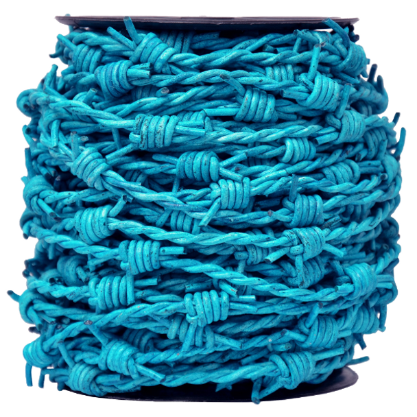 Icy Blue Barbed Wire Leather Cord