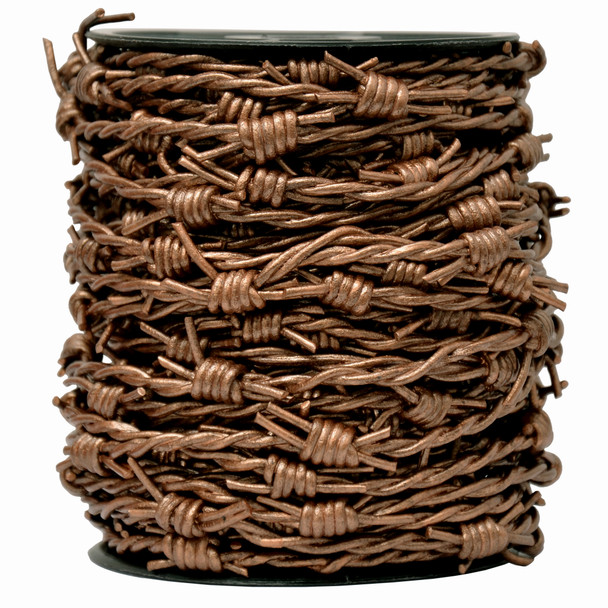 Copper Metallic Barbed Wire Leather Cord