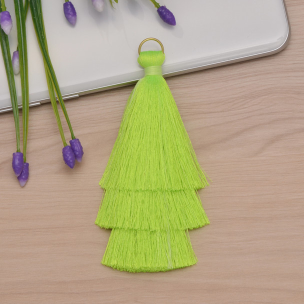 Xsotica 3 Tier Silk Tassel,DIY Craft Supplies Handmade Jewelry Tassels - Electric Lime  3 Layer Tassle / Tassles