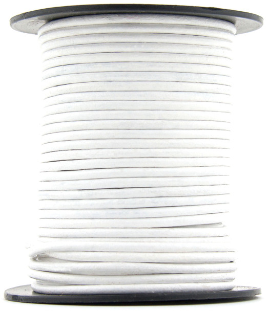 White Round Leather Cord 2.0mm 25 meters