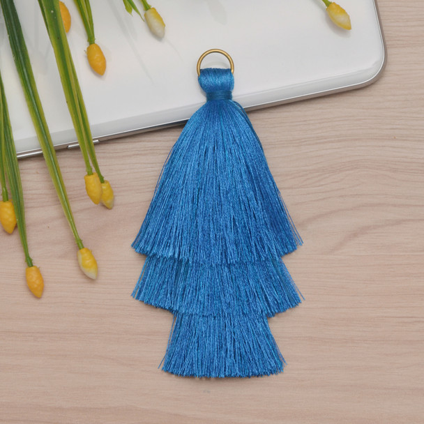 Xsotica 3 Tier Silk Tassel,DIY Craft Supplies Handmade Jewelry Tassels - Royal Blue  3 Layer Tassle / Tassles
