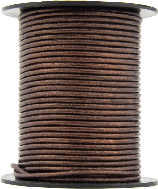 Brown Metallic Round Leather Cord 2.0mm 100 meters