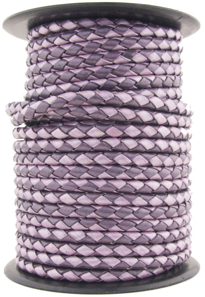 Purple Twilight Round Bolo Braided Leather Cord 4 mm 