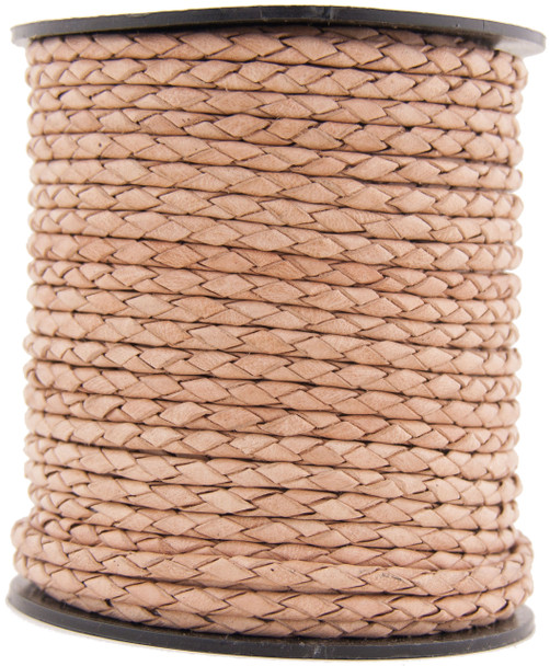 Natural Round Bolo Braided Leather Cord 5 mm 