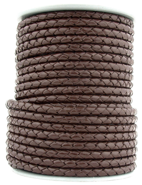Dark Brown Round Bolo Braided Leather Cord 5 mm 