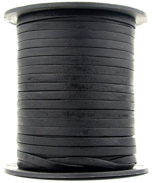 Black Natural Flat Leather Cord 3mm x 1mm Choose Length