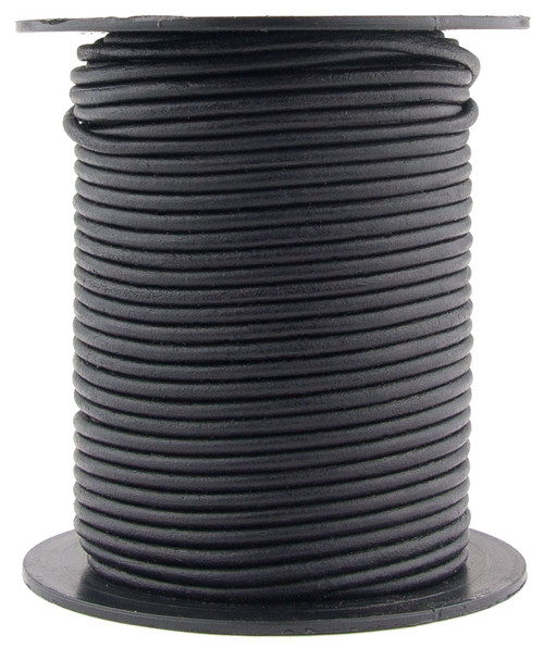 Black Natural Dye Round Leather Cord 3.0mm 10 meters (11 yards)