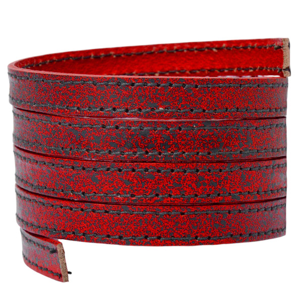 Xsotica Stitched Leather Strap 10MM X 2MM - Autumn Red- 1 Meter