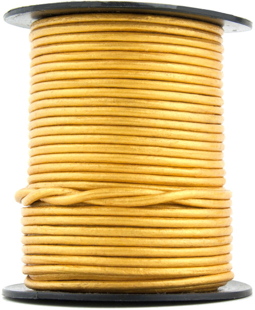 Gold Metallic Round Leather Cord 2.0mm 25 meters