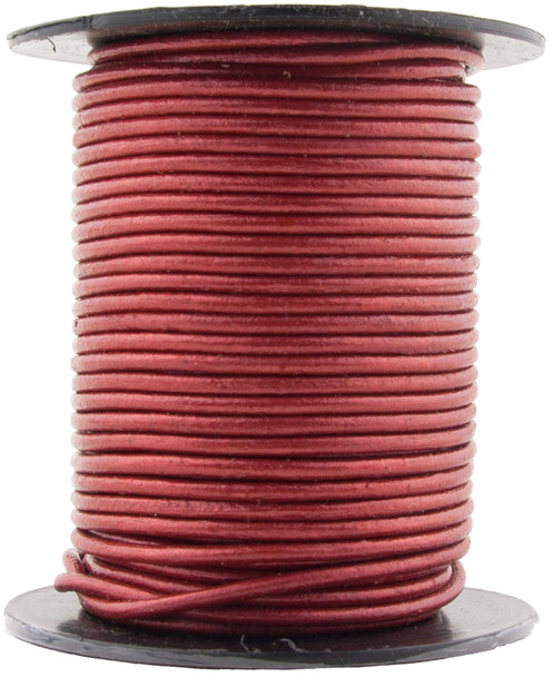 Red Metallic Round Leather Cord 1.0mm 100 meters