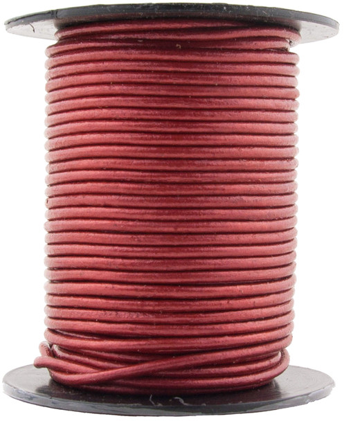 Red Metallic Round Leather Cord 1.0mm 25 meters
