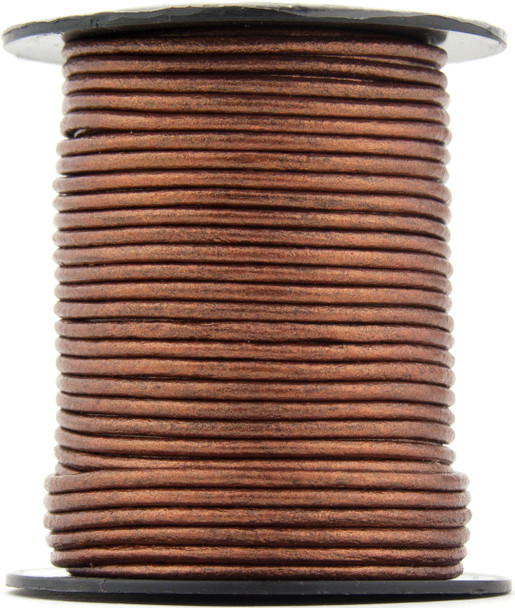 Copper Metallic Round Leather Cord 1.0mm 25 meters