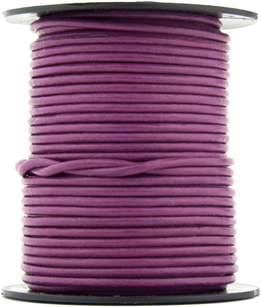 Magenta Round Leather Cord 1.0mm 100 meters