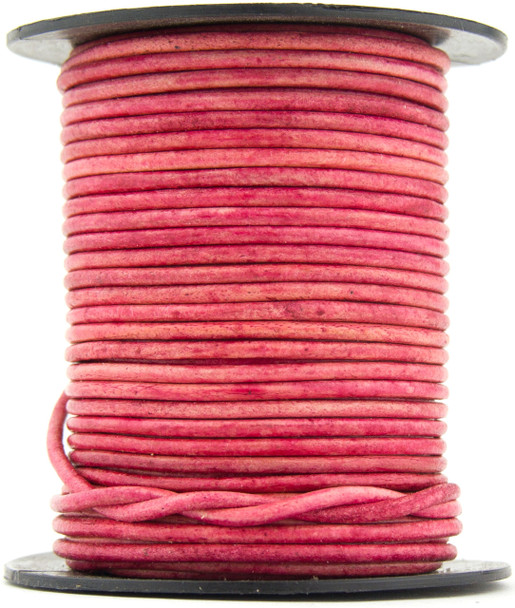 Pink Natural Dye Round Leather Cord 2.0mm 25 meters