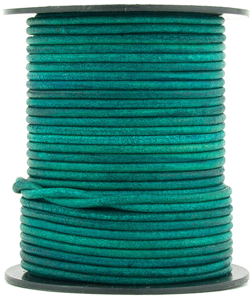 Turquoise Natural Dye Round Leather Cord 1.0mm 10 Feet