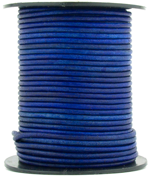 Royal Blue Natural Dye Round Leather Cord 1.0mm 10 Feet