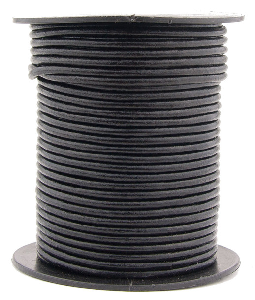 Black Round Leather Cord 1.5mm 100 meters