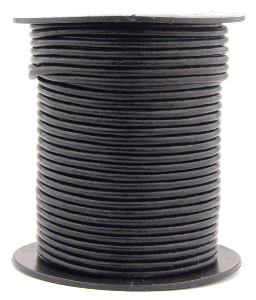 Black Round Leather Cord 1.5mm 10 meters (11 yards)