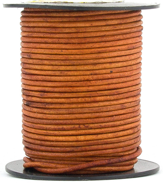 Brown Light Natural Dye Round Leather Cord 1.0mm 25 meters