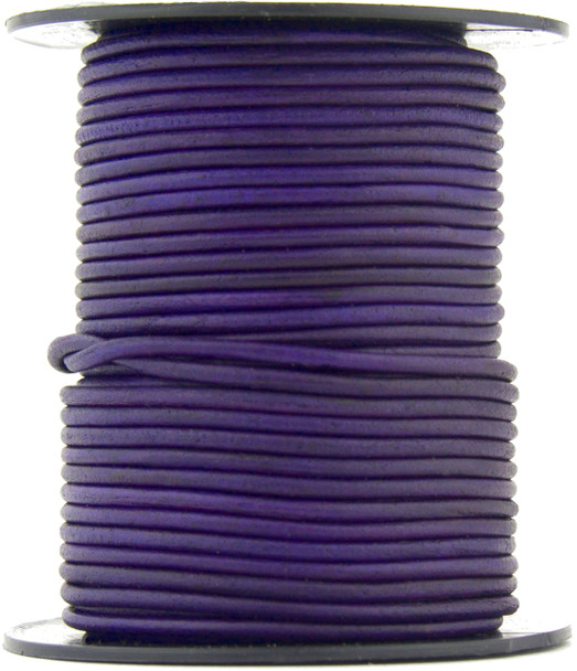 Violet Natural Dye Round Leather Cord 1.0mm 25 meters