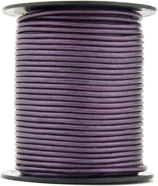 Berry Metallic Round Leather Cord 1.0mm 100 meters