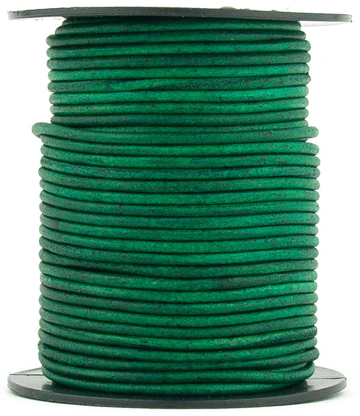 Sea Green Natural Dye Round Leather Cord 1.0mm 100 meters