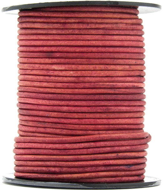 Pink Fuchsia Natural Dye Round Leather Cord 1.0mm 100 meters