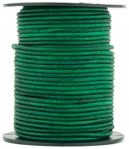 Sea Green Natural Dye Round Leather Cord 1.5mm 10 Feet