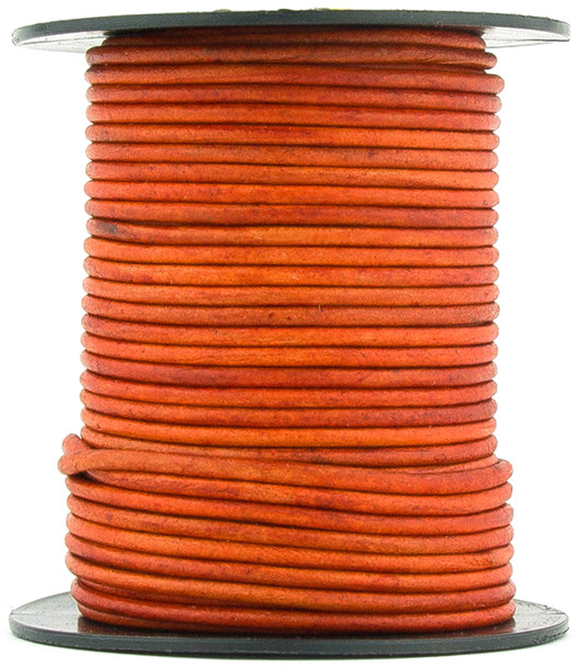 Orange Natural Dye Round Leather Cord 1.5mm 25 meters