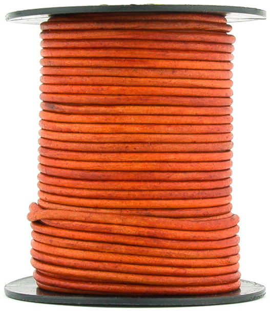 Orange Natural Dye Round Leather Cord 1.5mm 100 meters