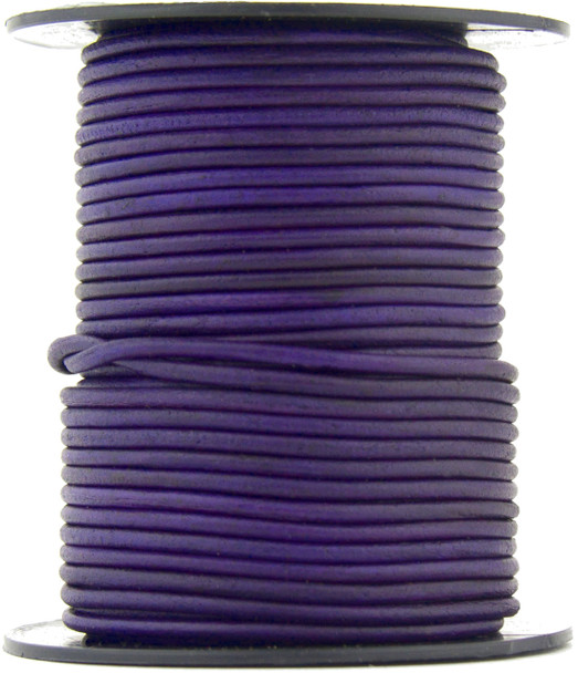 Violet Natural Dye Round Leather Cord 1.5mm 100 meters