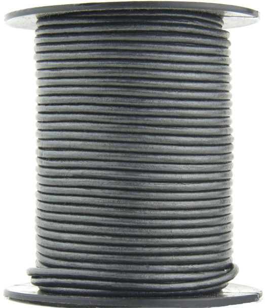 Gunmetal Metallic Gray Round Leather Cord 2.0mm 10 Feet