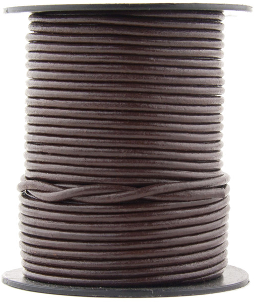 Brown Dark Round Leather Cord 2.0mm 100 meters