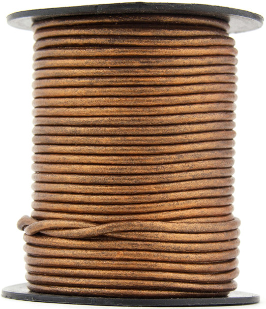 Bronze  Metallic Round Leather Cord 1.0mm 50 meters