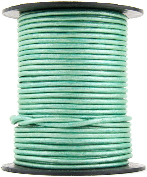 Mint Metallic Round Leather Cord 1.0mm 10 meters