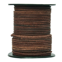 Round Suede Leather Cords- 1.0 MM -Brown Mahogany  - Choose Length