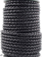 Black Genuine Round Bolo Braided Leather Cord 4 mm 