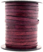 Red Wine Dye Flat Leather Cord 5 mm x 1 mm