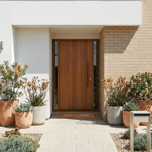 55 x 120cm coir mat at front door of a home