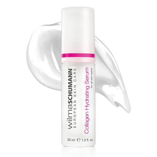 Wilma Schumann Collagen Hydrating Serum bottle, a best-selling skincare product formulated to deeply hydrate and enhance skin elasticity