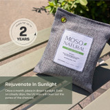 Once a month, place the bamboo odor eliminator bags outside in the sun for one hour. Even in cold or cloudy weather, the UV rays from the sun will clear the charcoal's pores, making more space to absorb the next month. Rejuvenate as often as needed.
