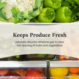 Moso Bag hanging in a fridge near produce. Lasts up to 2 years Moso Bag hanging in a fridge near produce. Lasts up to 2 years