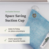 Moso Bag for the Fridge hanging in a french door refrigerator to absorb odor. Moso Bag for the Fridge hanging in a french door refrigerator to absorb odor.