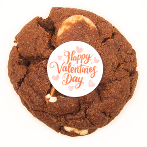 vegan gluten free triple chocolate cookie with happy valentines day topper