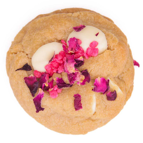 Vegan Dairy Free White Chocolate Cookie with Rose Petals