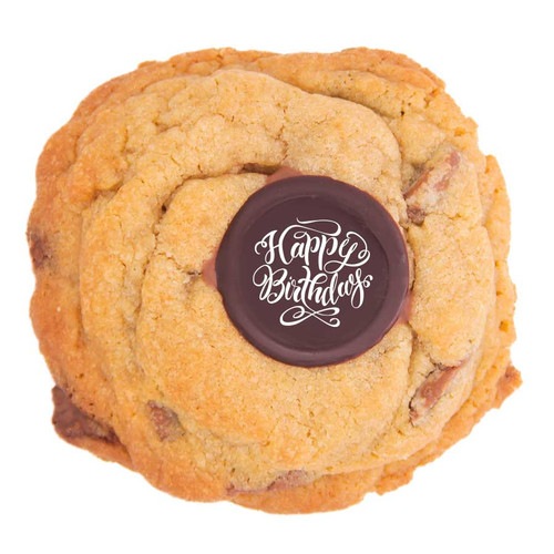 milk chocolate cookie with happy birthday message