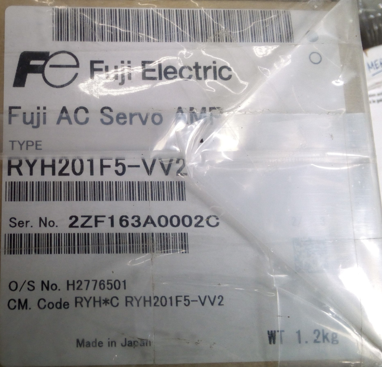 Fuji Electric RYH ALPHA5 Servo Drive RYH201F5-VV2