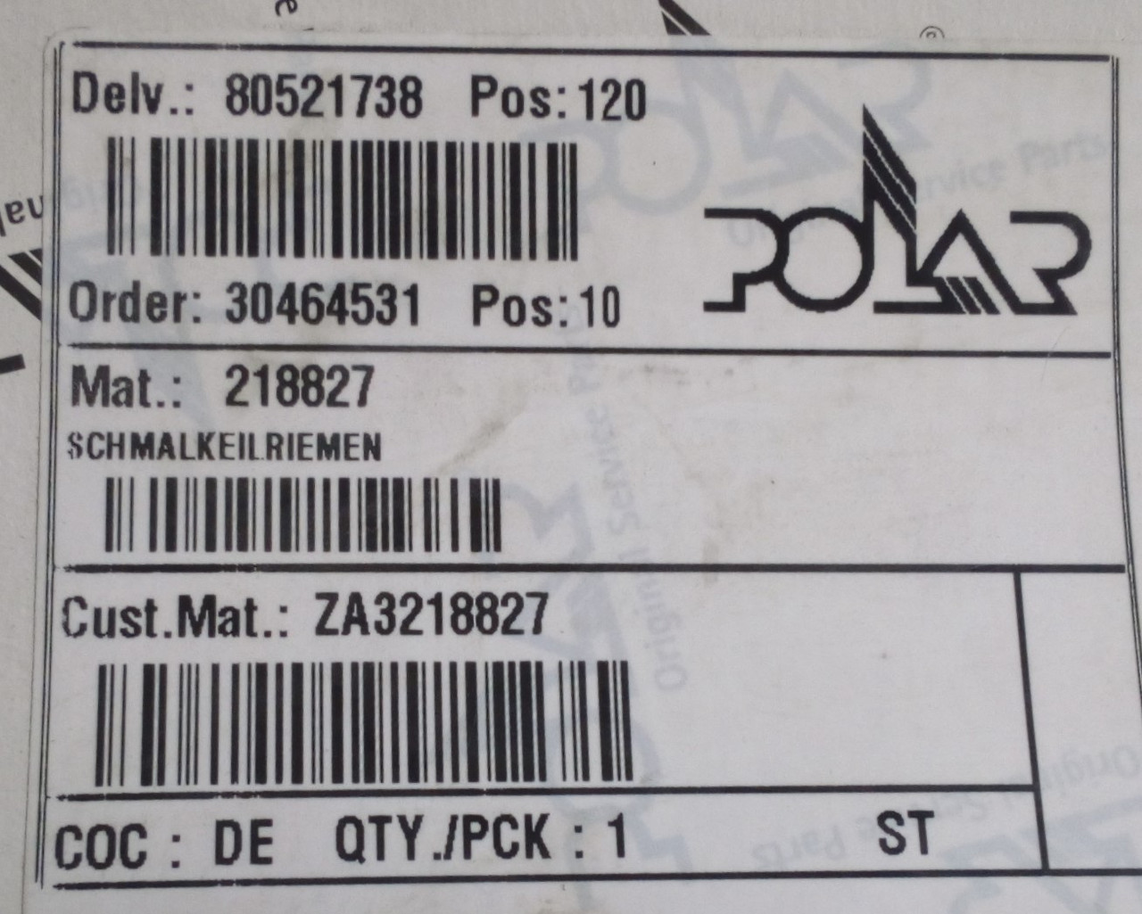 Polar V Belt ZA3 218827 19R5 V Belt For Polar 92 E Model Cutters