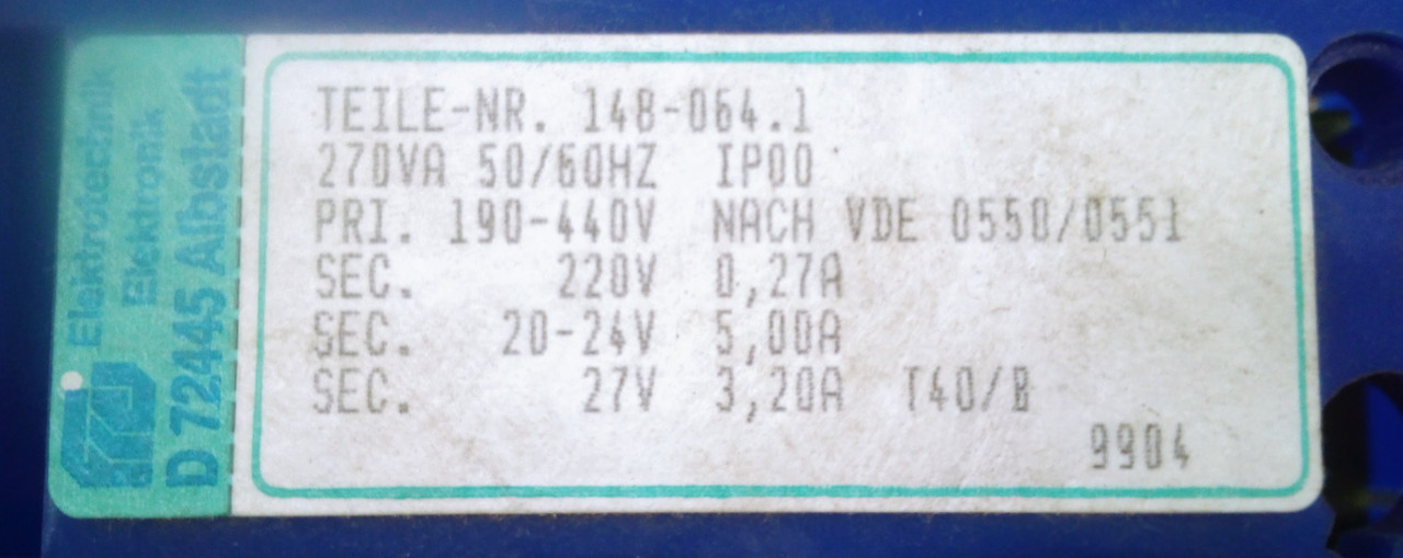 Elektronik (Elektrotechnik) 270VA 50/60Hz Transformer Primary 190-440V Secondary 220V / 20-24V / 27V
